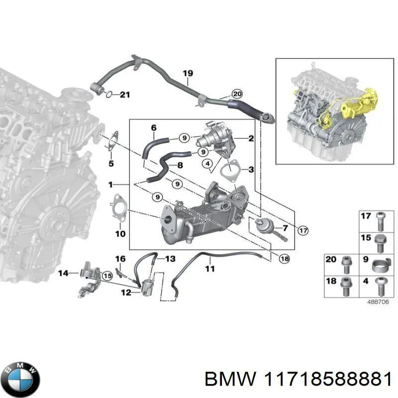 11718588881 BMW Válvula EGR de recirculação dos gases