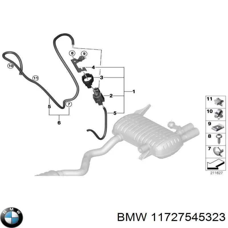 Compre 11727545323 BMW Cano derivado de ventilação de cárter (de separador de óleo)
