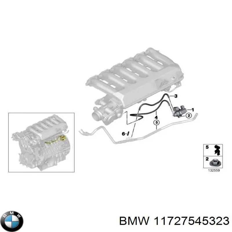 Cano derivado de ventilação de cárter (de separador de óleo) BMW 11727545323 preço, a partir de 19,97 USD