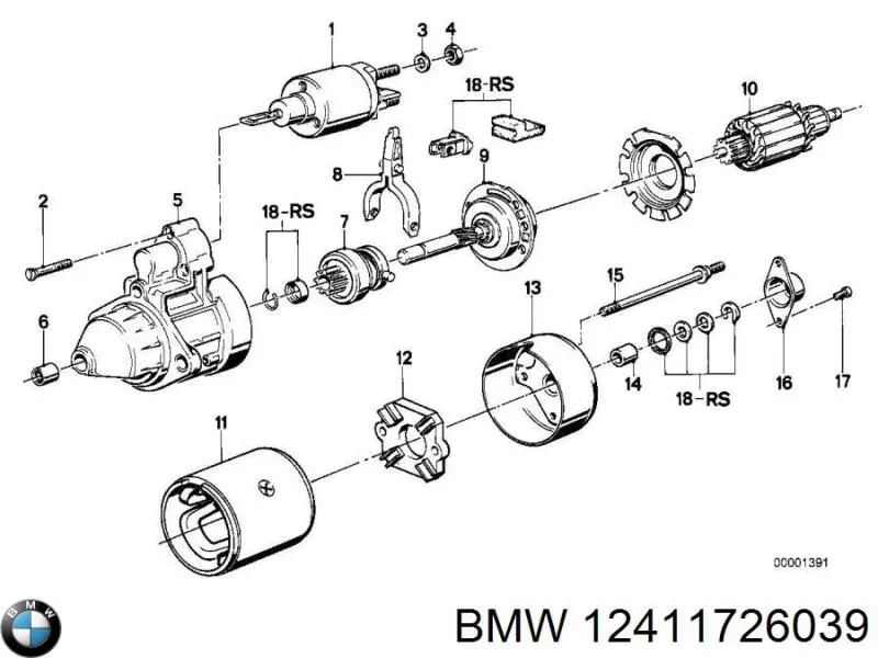 Compre 12411726039 BMW Relê retrator do motor de arranco