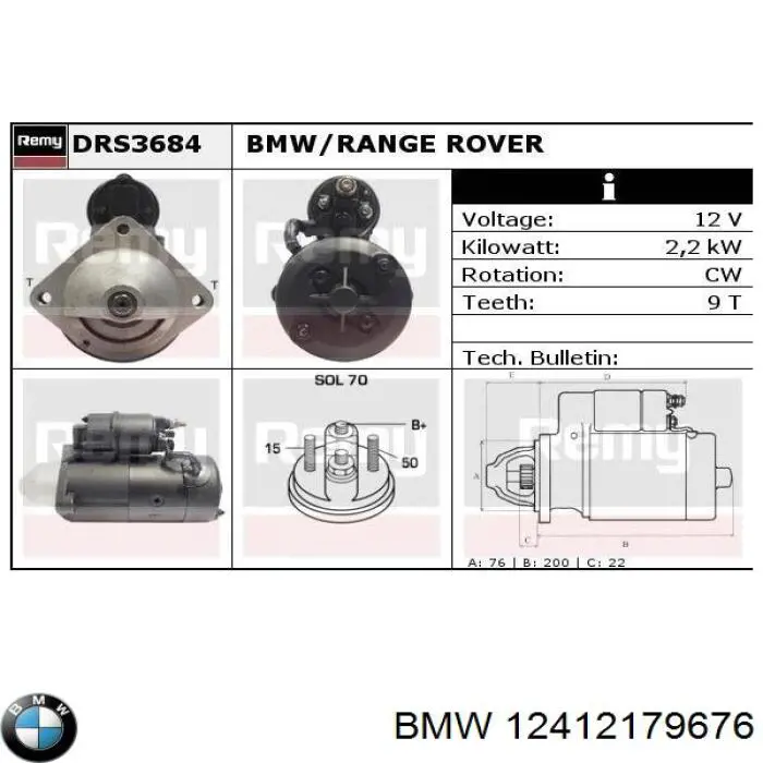 12412179676 BMW Motor de arranco