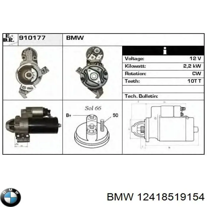 12418519154 BMW Motor de arranco