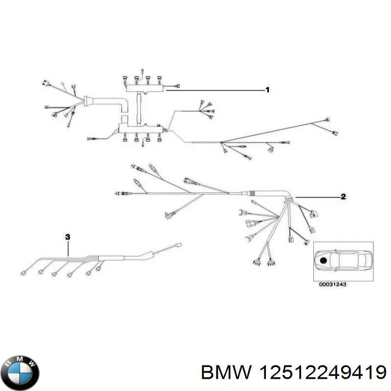 12512249419 BMW Fios isolados da seção de motor