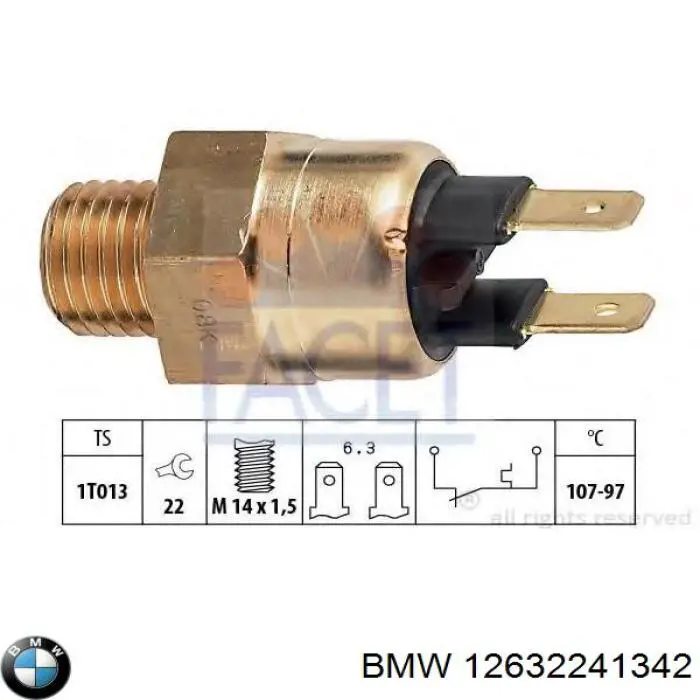 Sensor de temperatura do fluido de esfriamento (de ativação de ventilador do radiador) BMW 12632241342 preço, a partir de 14,08 USD
