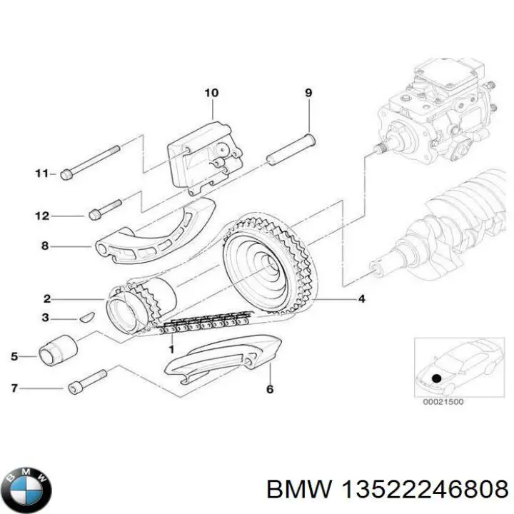 Compre 13522246808 BMW Reguladora de tensão da cadeia do mecanismo de distribuição de gás