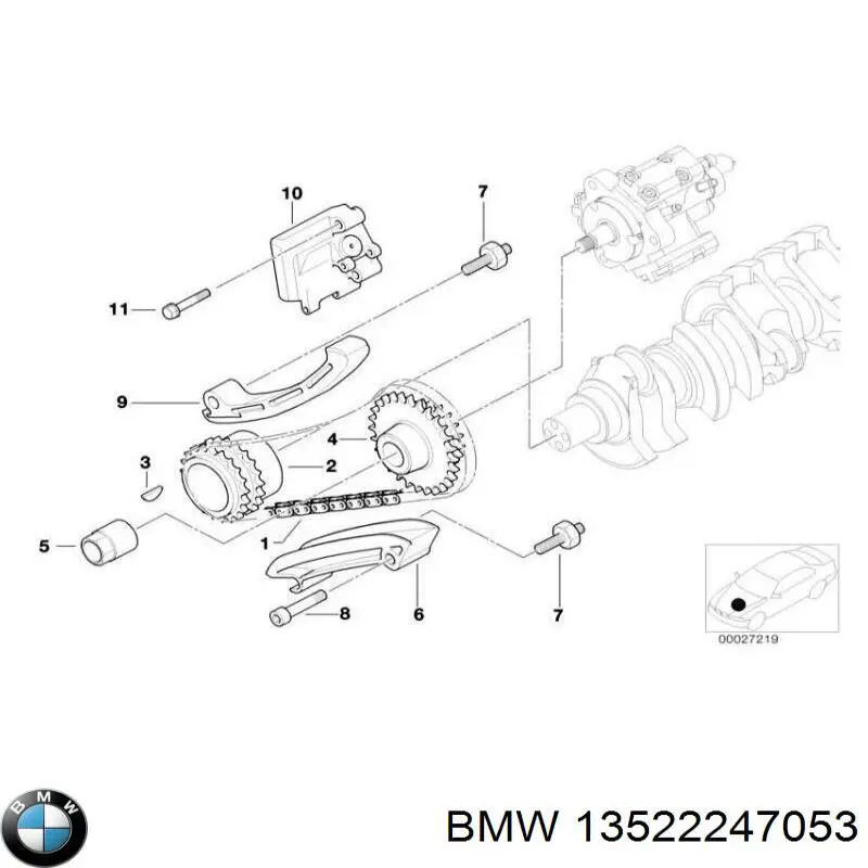 13522247053 BMW Roda dentada de engrenagem de cadeia da Bomba de Combustível de Pressão Alta