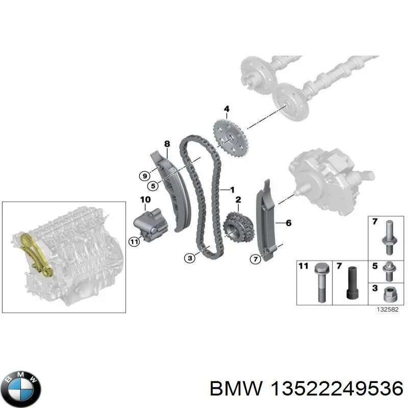 13522249536 BMW Roda dentada de engrenagem de cadeia da Bomba de Combustível de Pressão Alta