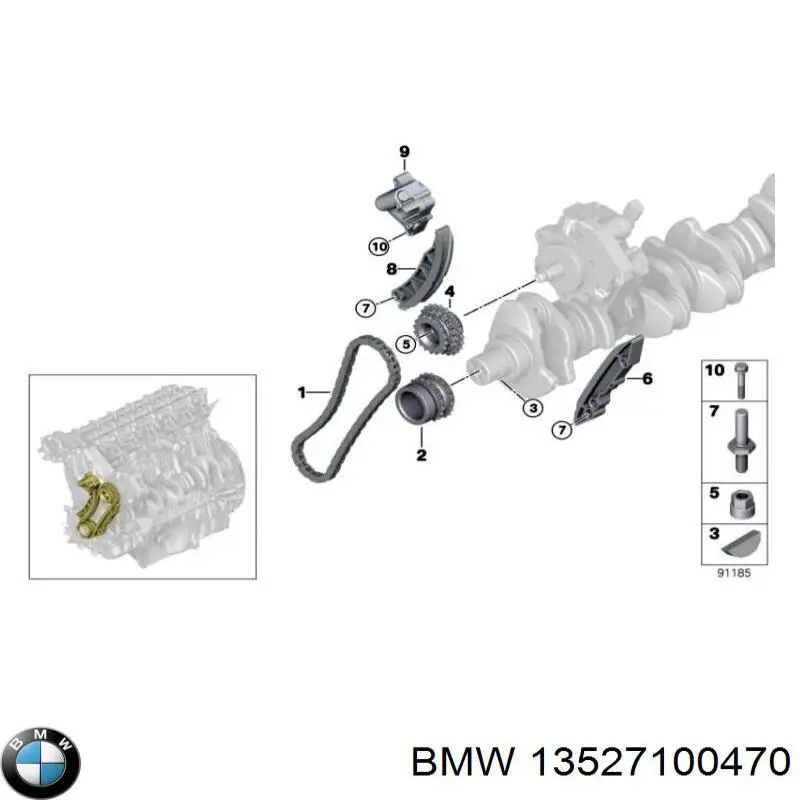 Compre 13527100470 BMW Parafuso da engrenagem da árvore distribuidora