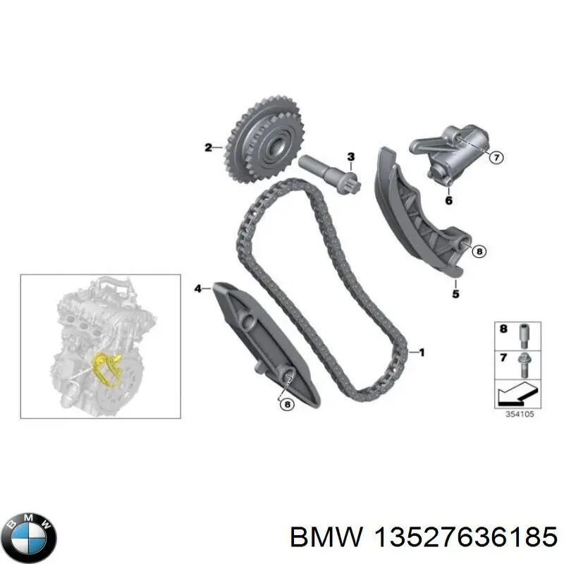 Amortecedor de cadeia do mecanismo de distribuição de gás, direito BMW X4  G02, F98