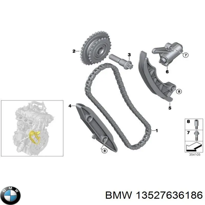 Amortecedor de cadeia do mecanismo de distribuição de gás, esquerdo para BMW X4  G02, F98