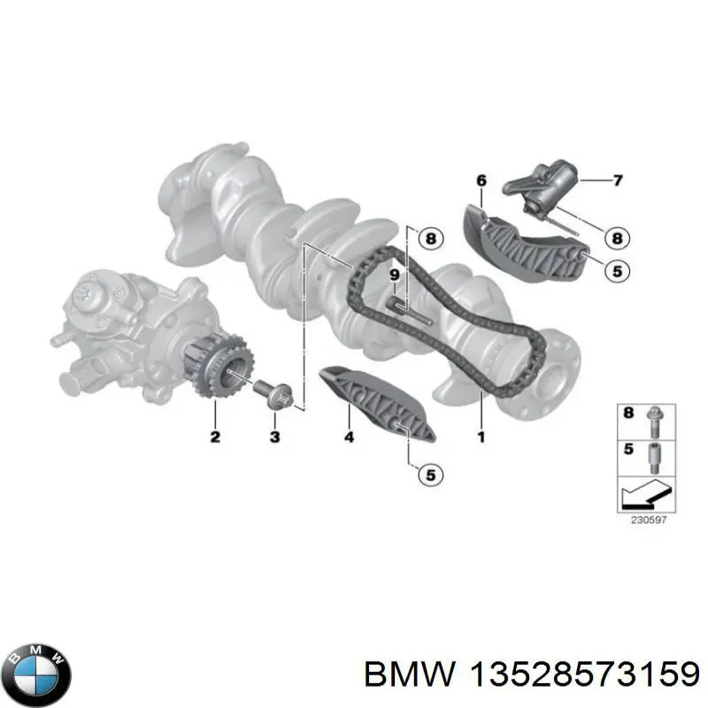 Amortecedor de cadeia do mecanismo de distribuição de gás, direito BMW 13528573159 preço, a partir de 15,89 USD