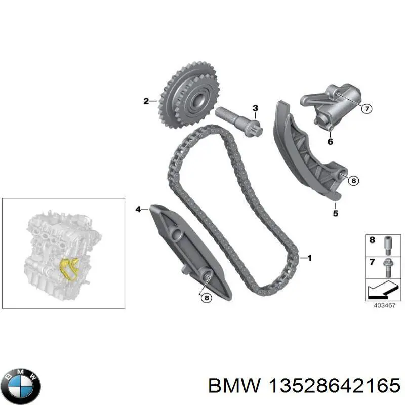 13528642165 BMW Engrenagem de cadeia da roda dentada da árvore distribuidora de motor