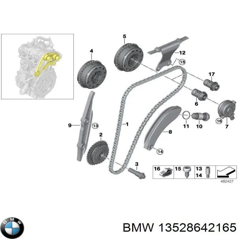 Engrenagem de cadeia da roda dentada da árvore distribuidora de motor BMW 13528642165 preço, a partir de 119,94 USD
