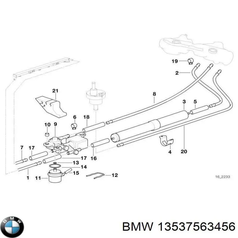 13537563456 BMW Tubo de combustível, inverso desde os injetores