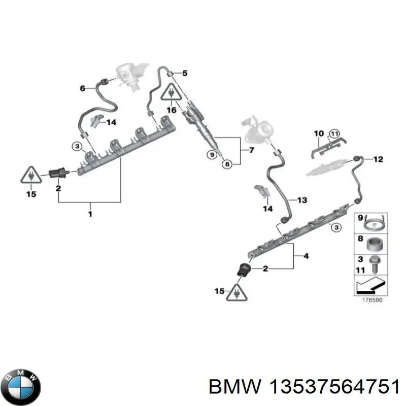 13537564751 BMW Anel (arruela) do injetor de ajuste