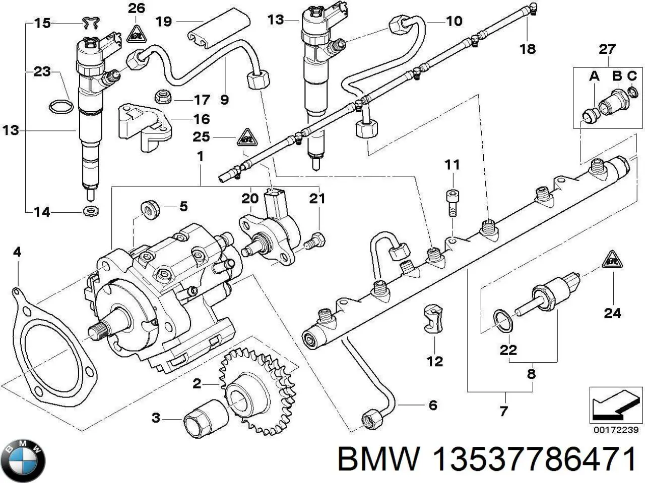 13537786471 BMW Anel (arruela) do injetor de ajuste