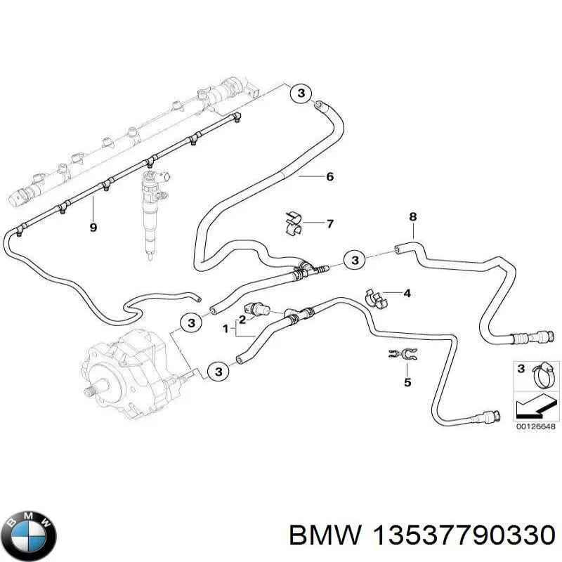 Compre 13537790330 BMW Tubo de combustível, inverso desde os injetores