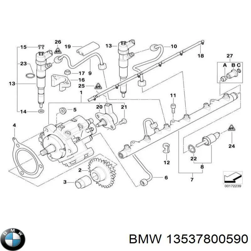 13537800590 BMW Tubo de combustível, desde a Bomba de Combustível de Pressão Alta até a sonda de combustível