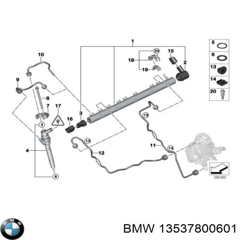 13537800601 BMW Distribuidor de combustível (rampa)