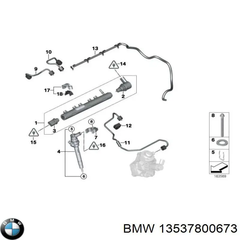 13537800673 BMW Tubo de combustível, inverso desde os injetores