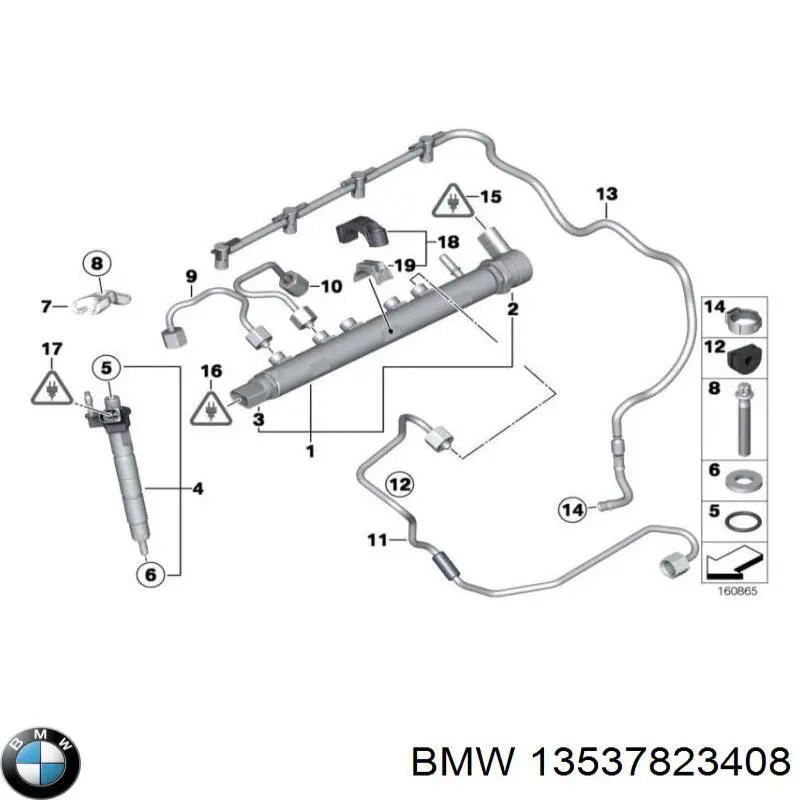 13537823408 BMW Tubo de combustível, inverso desde os injetores