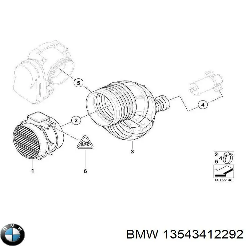 13543412292 BMW Cano derivado de ar do medidor de consumo do ar