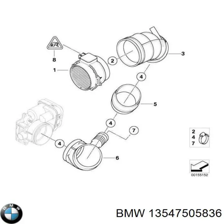 Compre 13547505836 BMW Cano derivado de ar, da válvula de borboleta