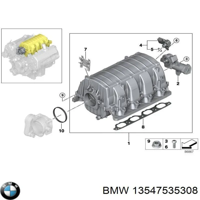 Válvula de borboleta montada BMW 13547535308 preço, a partir de 142,34 USD