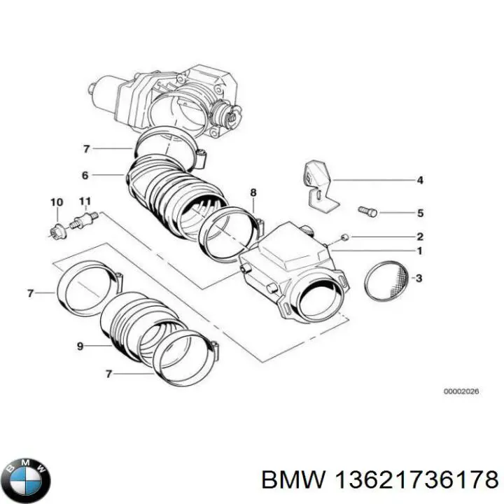 Sensor de fluxo (consumo) de ar, medidor de consumo M.A.F. - (Mass Airflow) BMW 13621736178 preço, a partir de 99,78 USD