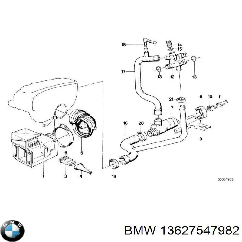 13627547982 BMW Sensor de fluxo (consumo) de ar, medidor de consumo M.A.F. - (Mass Airflow)