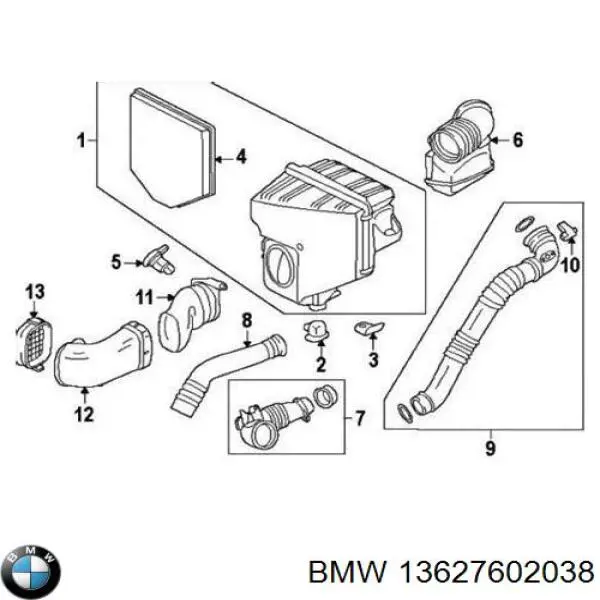 Sensor de fluxo (consumo) de ar, medidor de consumo M.A.F. - (Mass Airflow) BMW 13627602038 preço, a partir de 76,62 USD