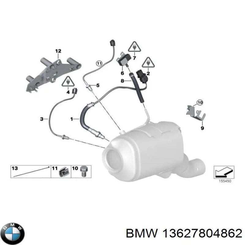 13627804862 BMW Sensor de pressão dos gases de escape