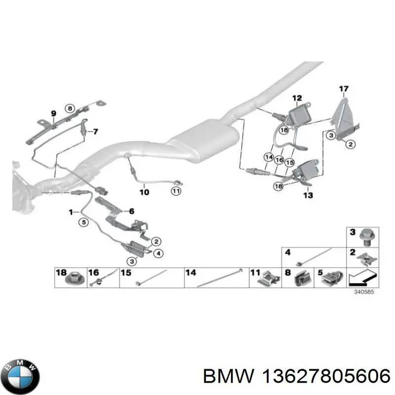 13627805606 BMW Sensor de temperatura dos gases de escape (GE), depois de catalisador