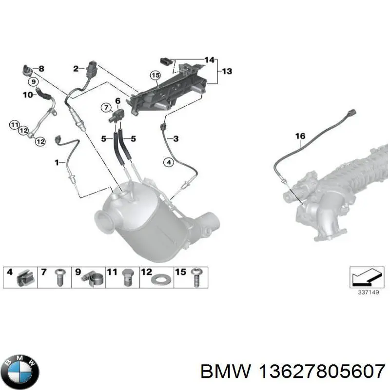 13627805607 BMW Sensor de temperatura dos gases de escape (GE), até o catalisador