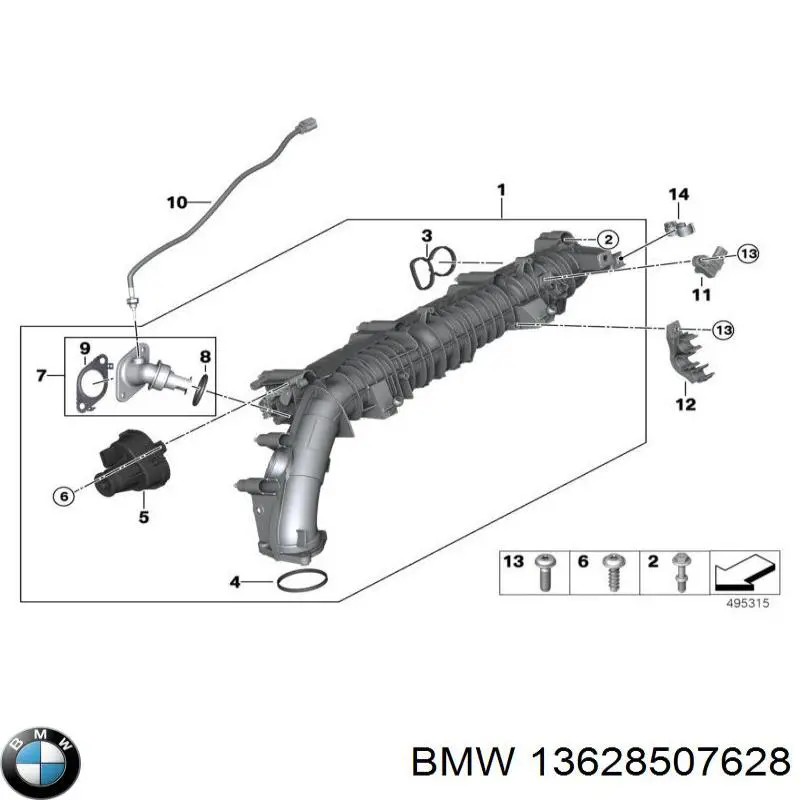 Compre 13628507628 BMW Sensor de temperatura dos gases de escape (GE), até o catalisador