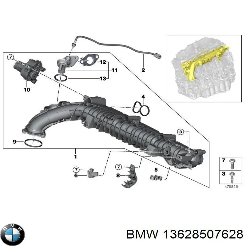 13628507628 BMW Sensor de temperatura dos gases de escape (GE), até o catalisador