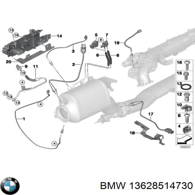 Sensor de temperatura dos gases de escape (GE), até o catalisador BMW 13628514730 preço, a partir de 101,33 USD