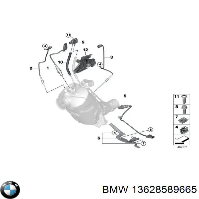 13628589665 BMW Sonda lambda, sensor de oxigênio até o catalisador