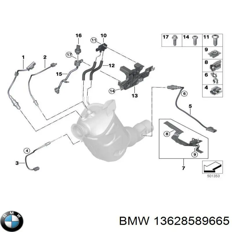 Sonda lambda, sensor de oxigênio até o catalisador BMW 13628589665 preço, a partir de 117,48 USD