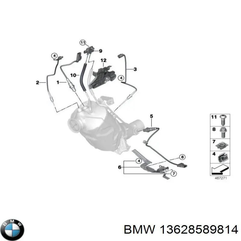 13628589814 BMW Sensor de temperatura dos gases de escape (GE), antes de filtro de partículas diesel