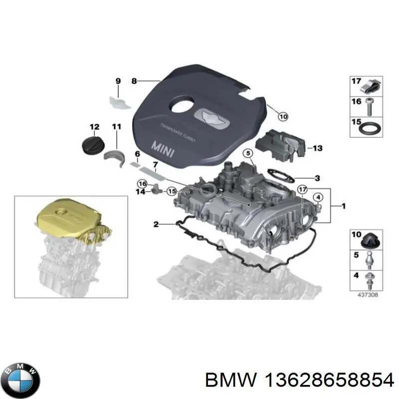 Vedante de tampa do gargalho de enchimento de óleo BMW 13628658854 preço, a partir de 6,03 USD