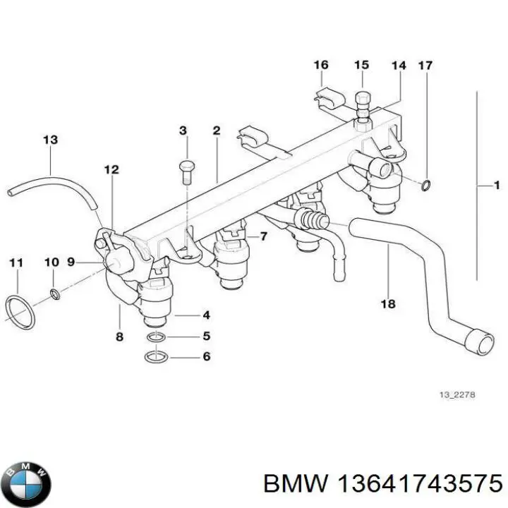 13641743575 BMW Anel (arruela) do injetor de ajuste