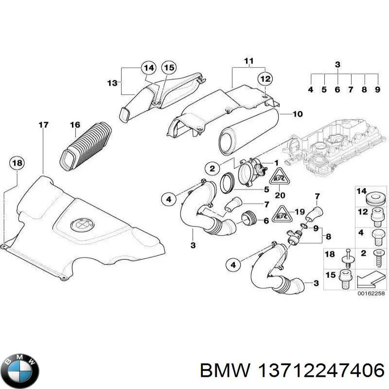 13712247406 BMW Cano derivado de ar do medidor de consumo do ar