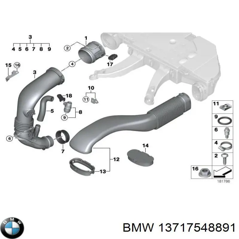 13717548891 BMW Tomada de ar de filtro de ar