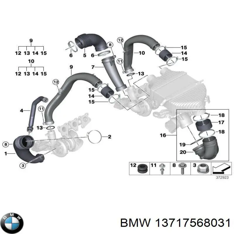 Compre 13717568031 BMW Anel de vedação (vedante) de cano derivado de intercooler