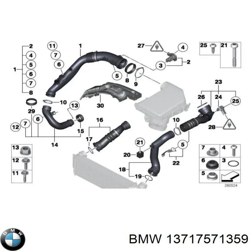 13717571359 BMW Anel de vedação (vedante) de cano derivado de intercooler