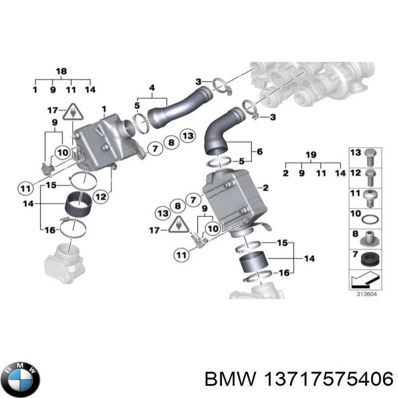 13717575406 BMW Radiador de intercooler