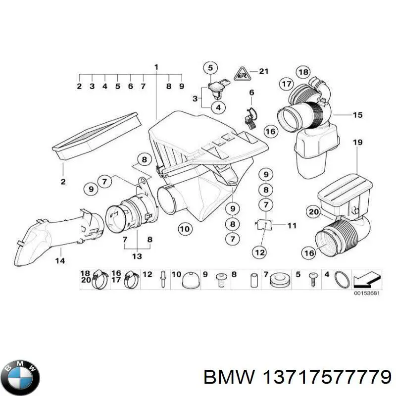  Caixa de filtro de ar BMW 5 carrinha (E61) (2003 - 2009) 