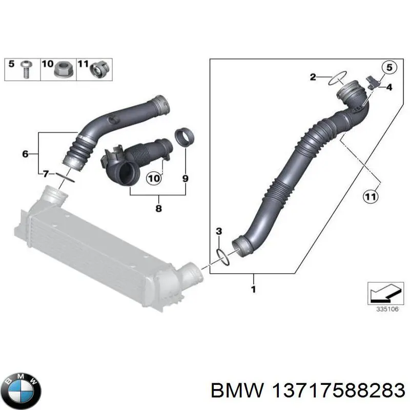 Mangueira (cano derivado) de intercooler BMW 13717588283 preço, a partir de 65,87 USD