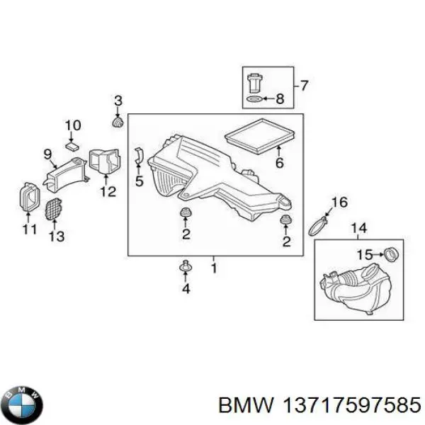 13717597585 BMW Cano derivado de ar, entrada de filtro de ar
